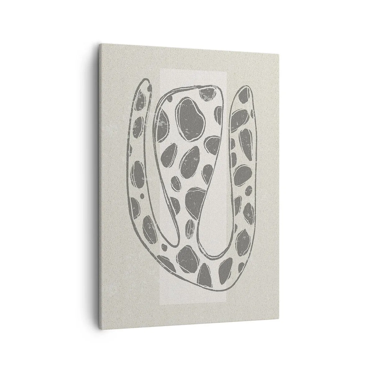 Bild auf Leinwand - Leinwandbild - Abstraktes organisches Muster in Grautönen - 50x70cm - Seltsame Kreatur - Moderne Wanddekoration für Wohnzimmer und Schlafzimmer ARTTOR