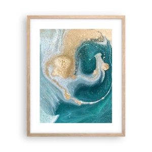 Poster in einem Rahmen aus heller Eiche - Ein Strudel aus Gold und Türkis - 40x50 cm