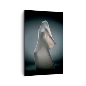 Bild auf Leinwand - Leinwandbild - Eine Figur aus weißem Stoff auf dunklem Hintergrund - 80x120cm - Versteckte Wünsche - Moderne Wanddekoration für Wohnzimmer und Schlafzimmer ARTTOR