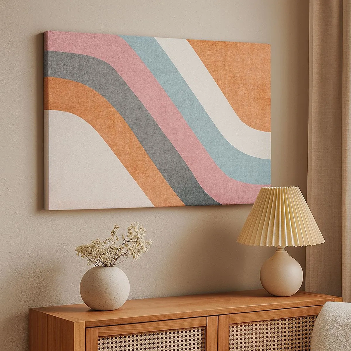 Bild auf Leinwand - Leinwandbild - Bunte Retro-Streifen - 70x50cm - Diagonale Komposition – Bewegung - Moderne Wanddekoration für Wohnzimmer und Schlafzimmer ARTTOR