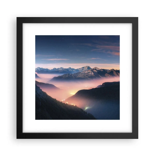 Poster in einem schwarzem Rahmen - Licht in den Tälern - 30x30 cm