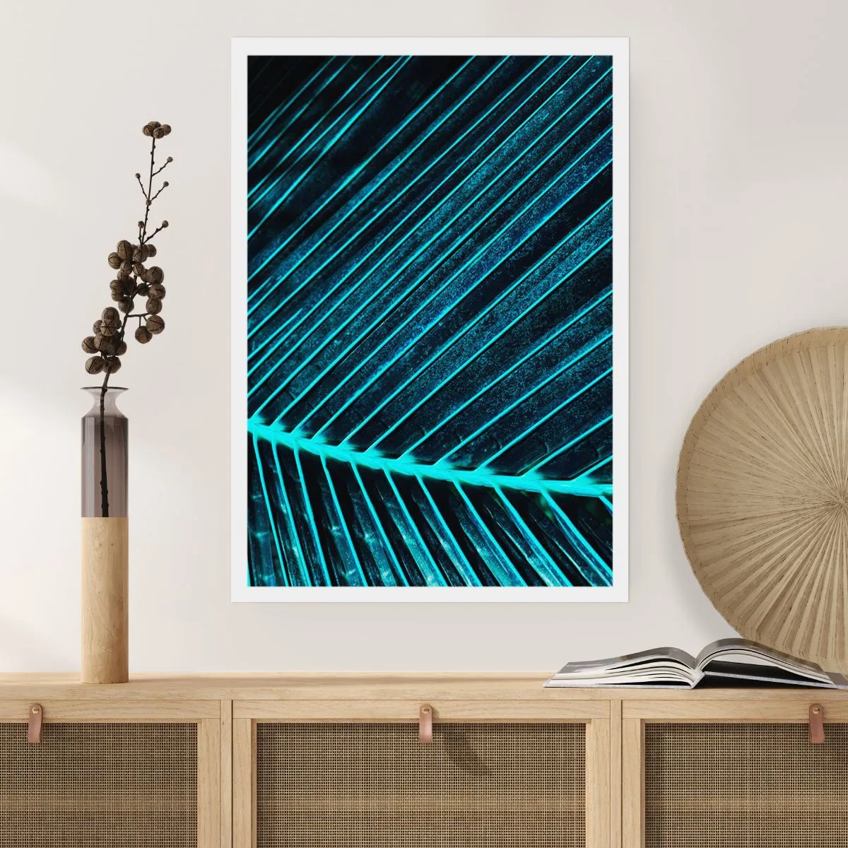 Poster - Abstrakte Blattstruktur in Neonfarben - 50x70cm - Grüne Textur - Moderne Wanddekoration für Wohnzimmer und Schlafzimmer ARTTOR