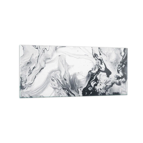 Glasbild - Bild auf glas - Monochromes abstraktes Muster mit Marmoreffekt - 120x50cm - Das Innere der Erde - Moderne Wanddekoration für Wohnzimmer und Schlafzimmer ARTTOR