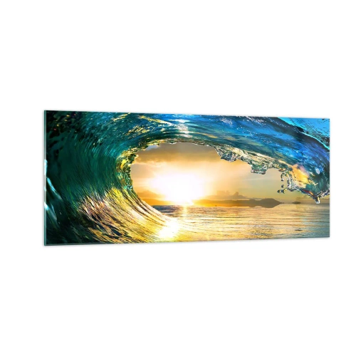 Glasbild - Bild auf glas - In einem smaragd-goldenen Kristall - 100x40 cm