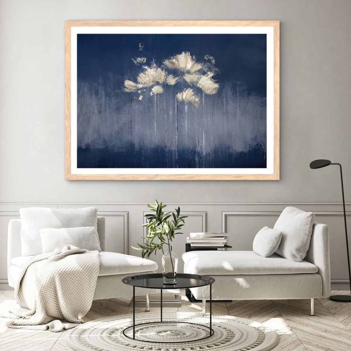 Poster in einem Rahmen aus heller Eiche - Wie Blütenblätter im Wind - 91x61 cm