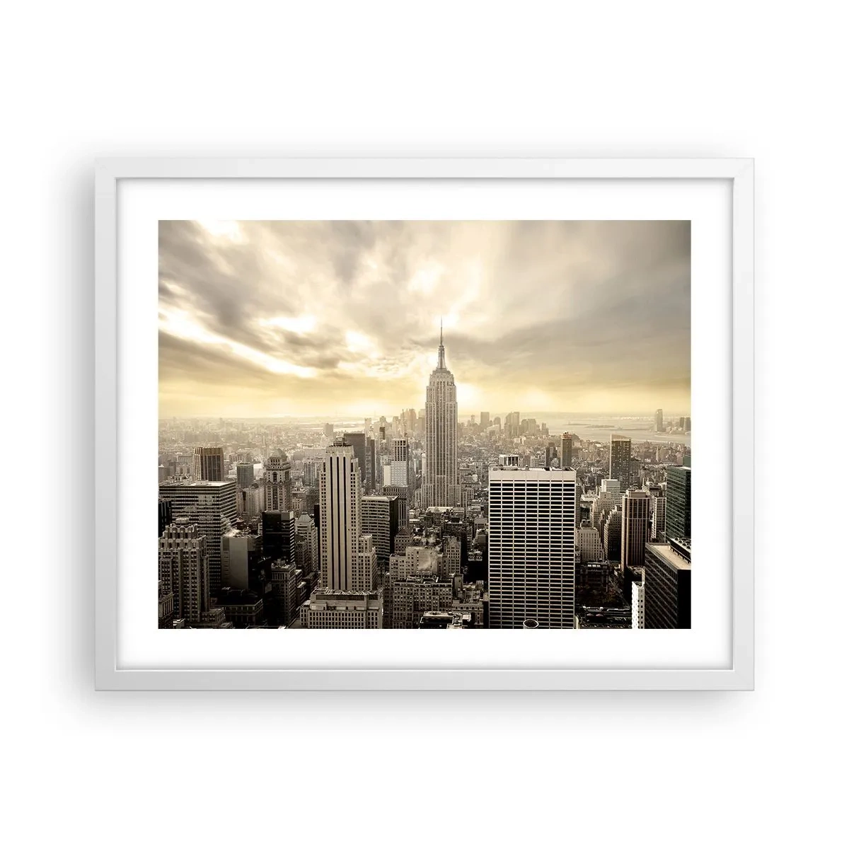 Poster in einem weißen Rahmen - New York aus Grau - 50x40 cm