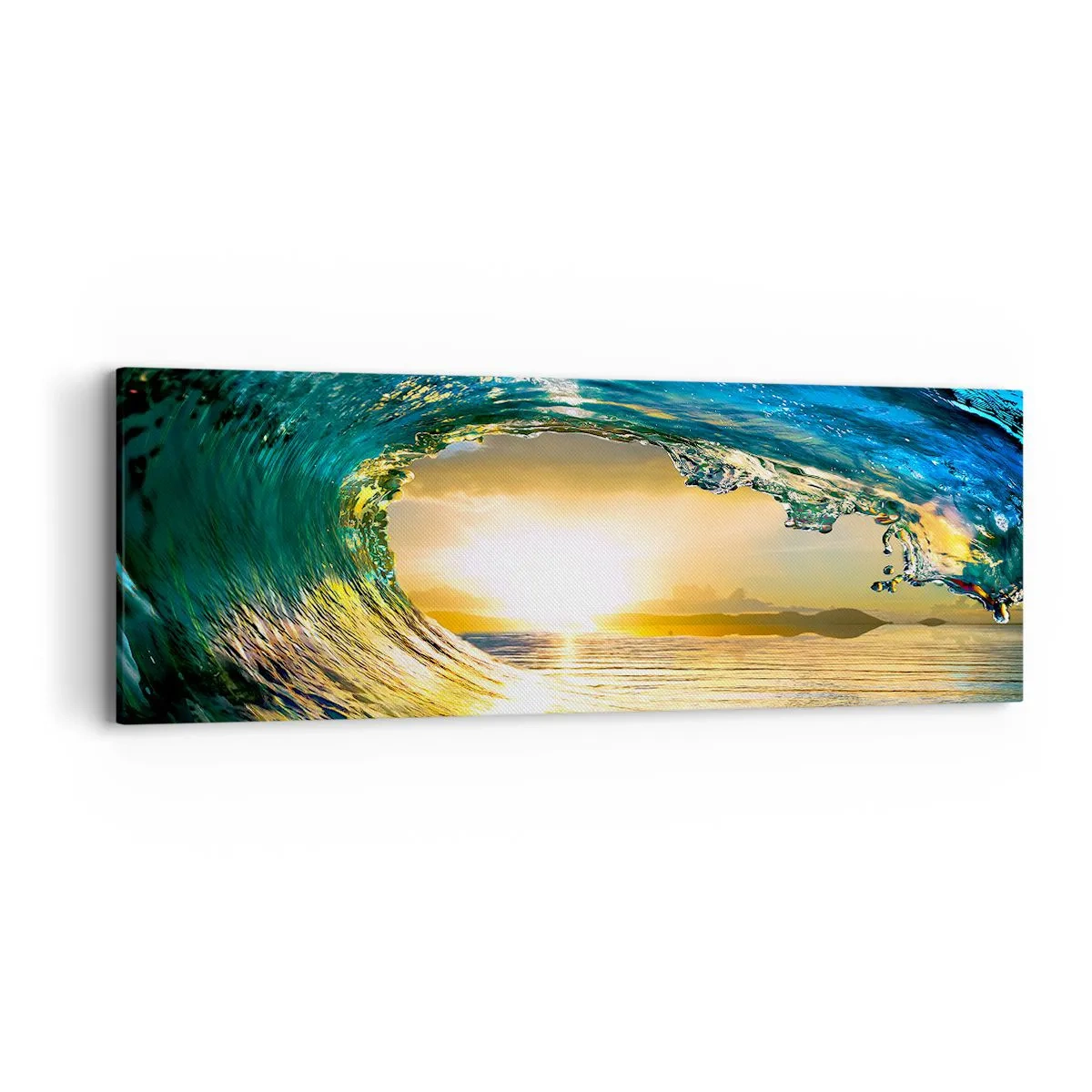 Bild auf Leinwand - Leinwandbild - In einem smaragd-goldenen Kristall - 90x30 cm