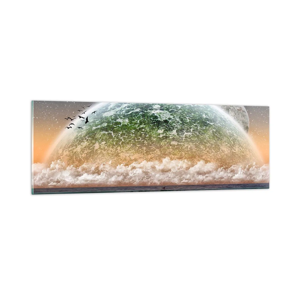 Glasbild - Bild auf glas - Und die Welt tauchte aus dem Wasser auf - 90x30 cm