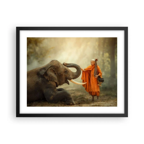 Poster in einem schwarzem Rahmen - Treffen unterwegs - 50x40 cm