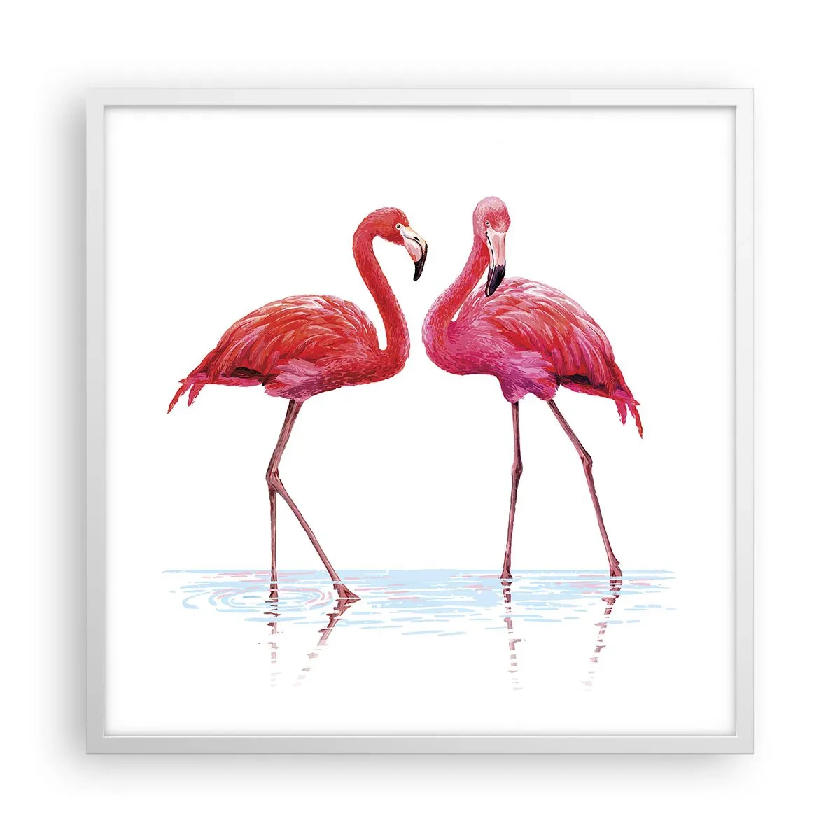 Poster in einem weißen Rahmen - Rosa randez-vous - 60x60 cm