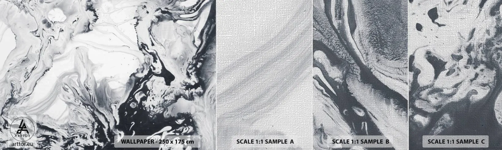 Fototapeten Muster Premium Canvas - Das Innere der Erde - Abstraktion, Stück, Schwarz und weiß - 100x30 cm