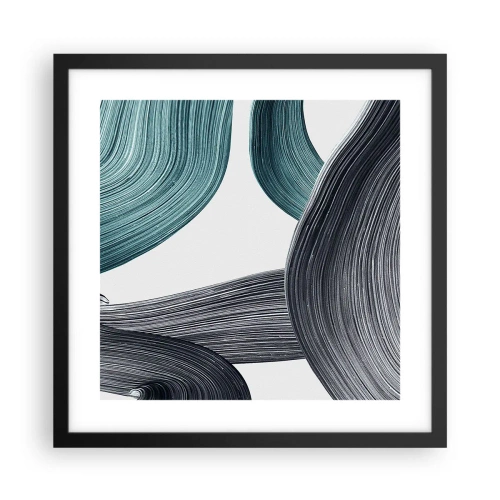 Poster in einem schwarzem Rahmen - Smaragdgrüne und schwarze Pfade - 40x40 cm