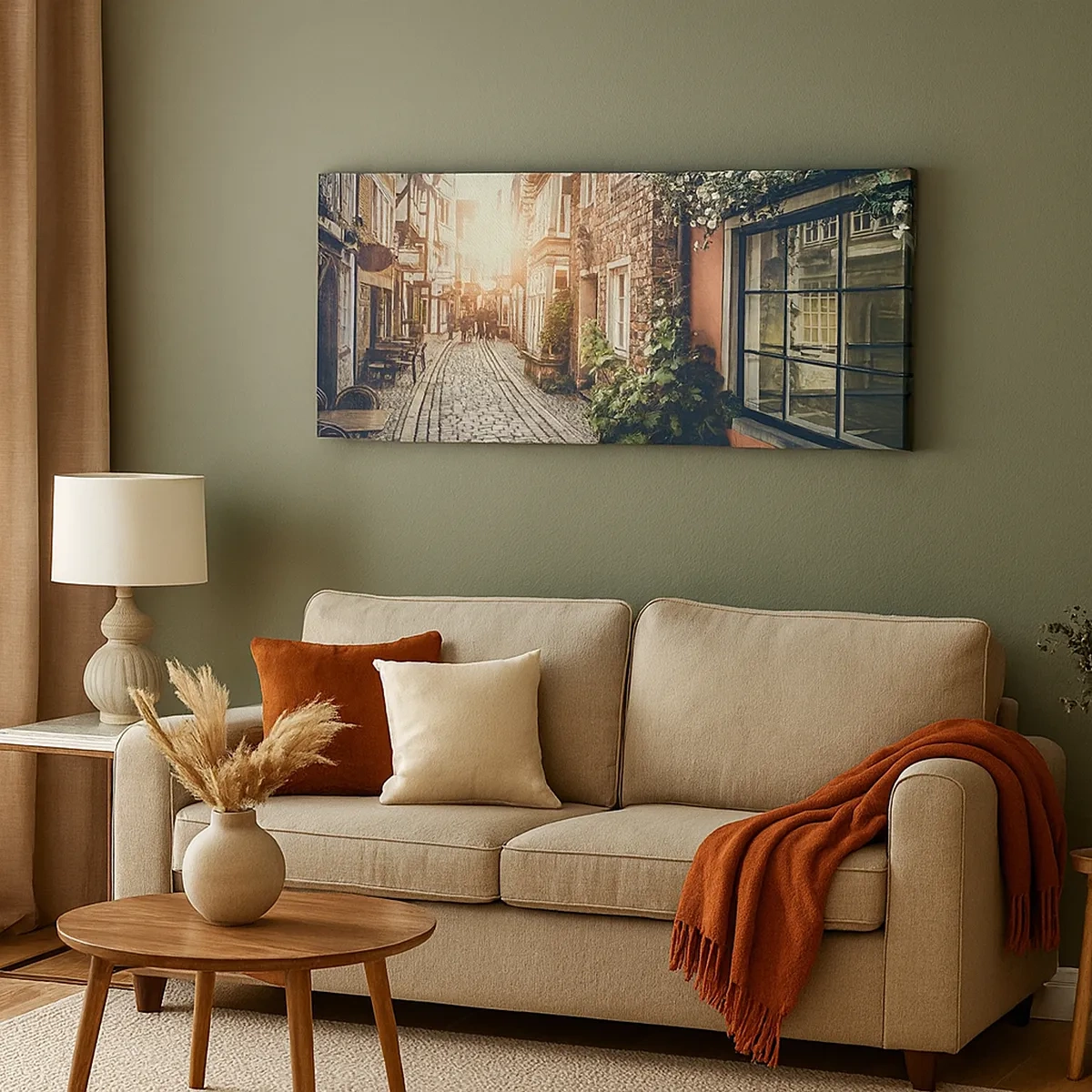 Bild auf Leinwand - Leinwandbild - Rosenallee im rosa Schein - 30x30 cm