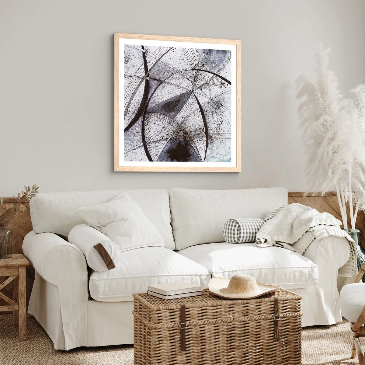 Poster in einem Rahmen aus heller Eiche - Futuristische Fantasie - 60x60 cm