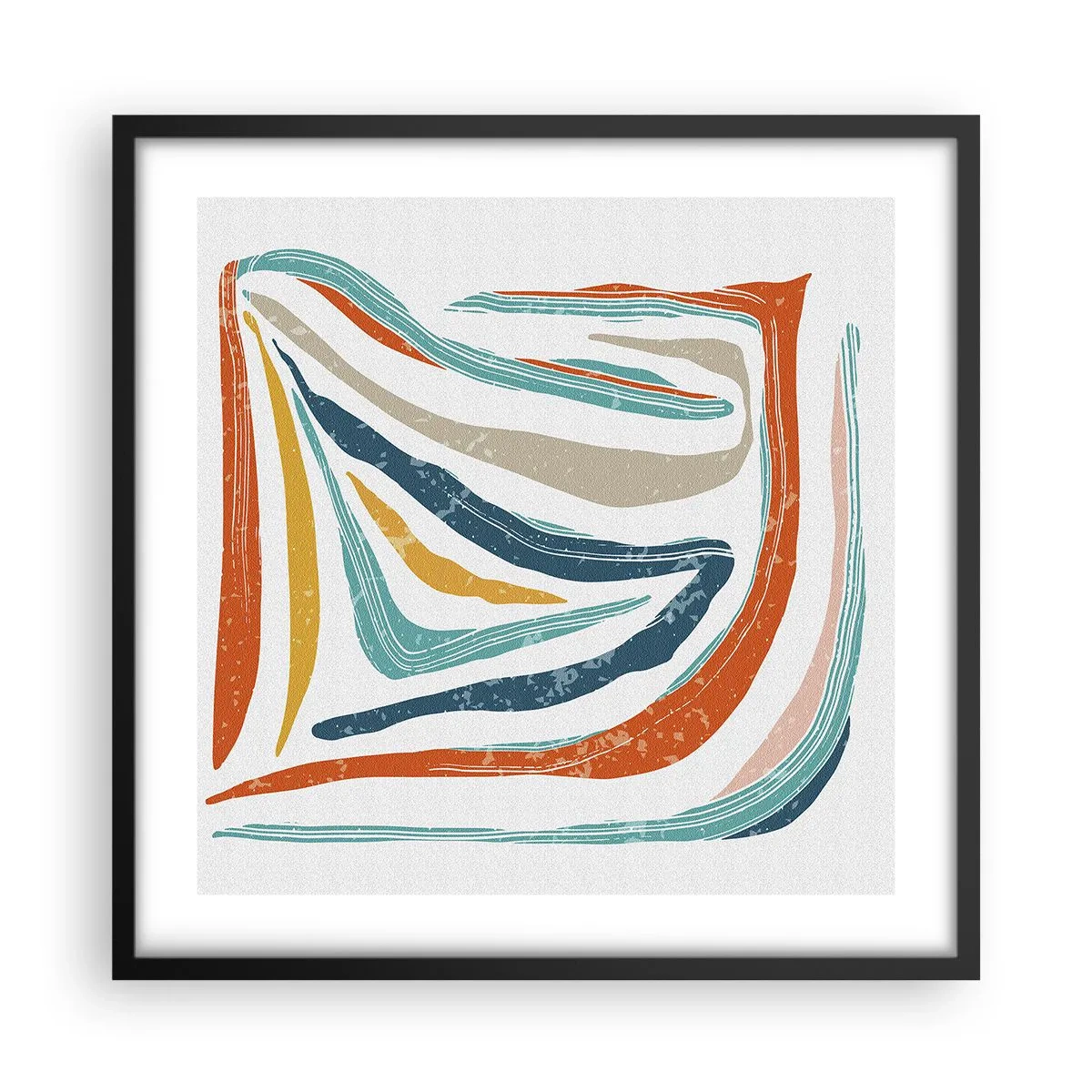 Poster in einem schwarzem Rahmen - Abstraktion mit einem freundlichen Lächeln - 50x50 cm