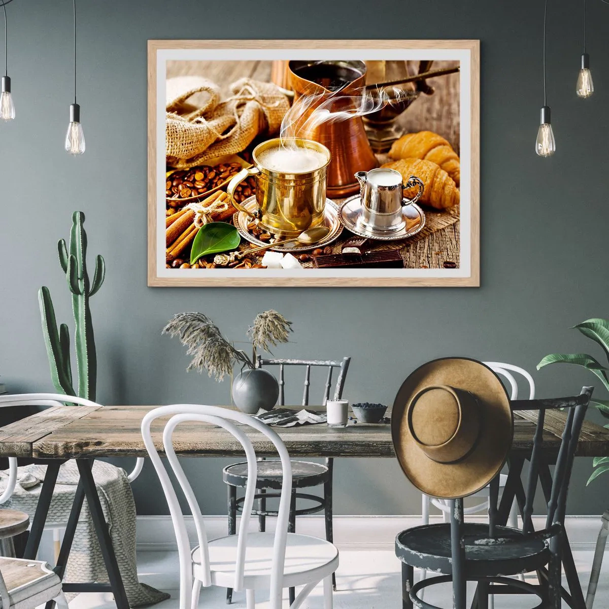 Poster in einem Rahmen aus heller Eiche - Schönen Tag noch! - 50x40 cm