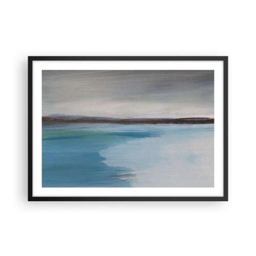 Poster in einem schwarzem Rahmen - Eine minimalistische Landschaft mit Wasserlinie und Horizont - 70x50cm - Horizontale Landschaft - Moderne Wanddekoration für Wohnzimmer und Schlafzimmer ARTTOR