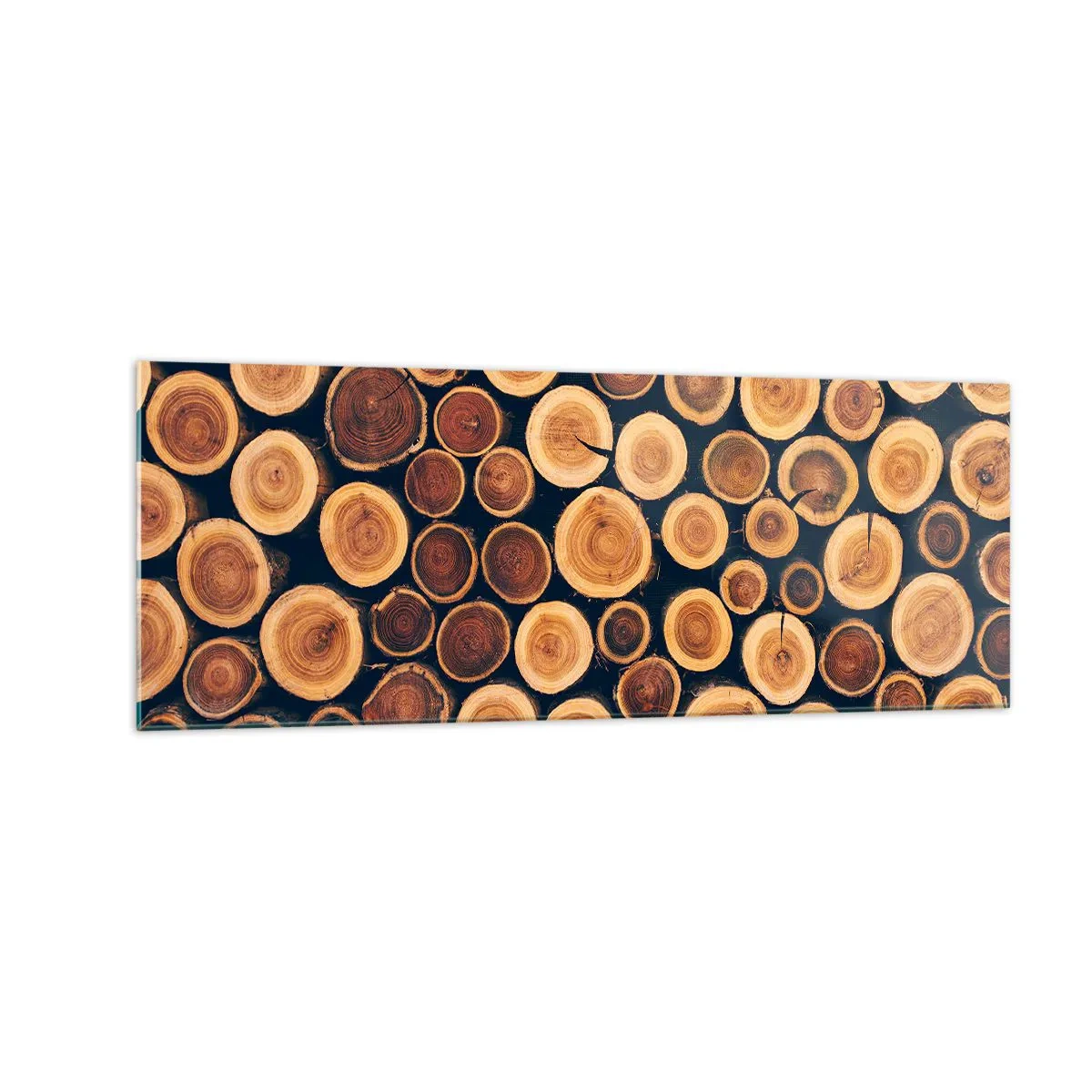 Glasbild - Bild auf glas - Muster aus Querschnitten von Holzstämmen - 140x50cm - Wie alt sehe ich aus? - Moderne Wanddekoration für Wohnzimmer und Schlafzimmer ARTTOR