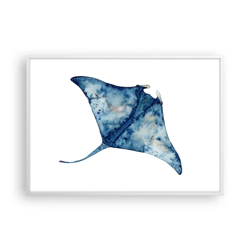 Poster in einem weißen Rahmen - Leben im Blau - 100x70 cm