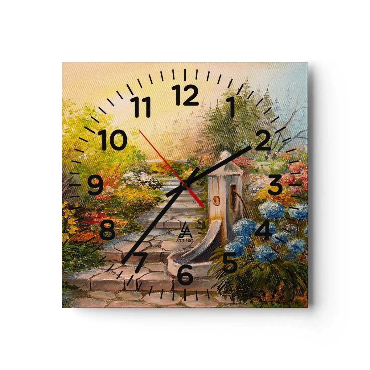 Wanduhr - Glasuhr - In voller Blüte - 30x30 cm
