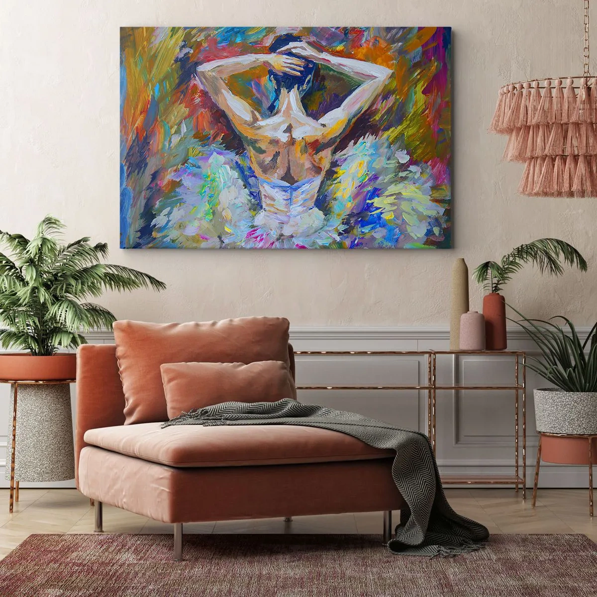 Bild auf Leinwand - Leinwandbild - Eine Ballerina in dynamischen Farben und malerischem Ausdruck - 100x70cm - Es kann alles sein - Moderne Wanddekoration für Wohnzimmer und Schlafzimmer ARTTOR