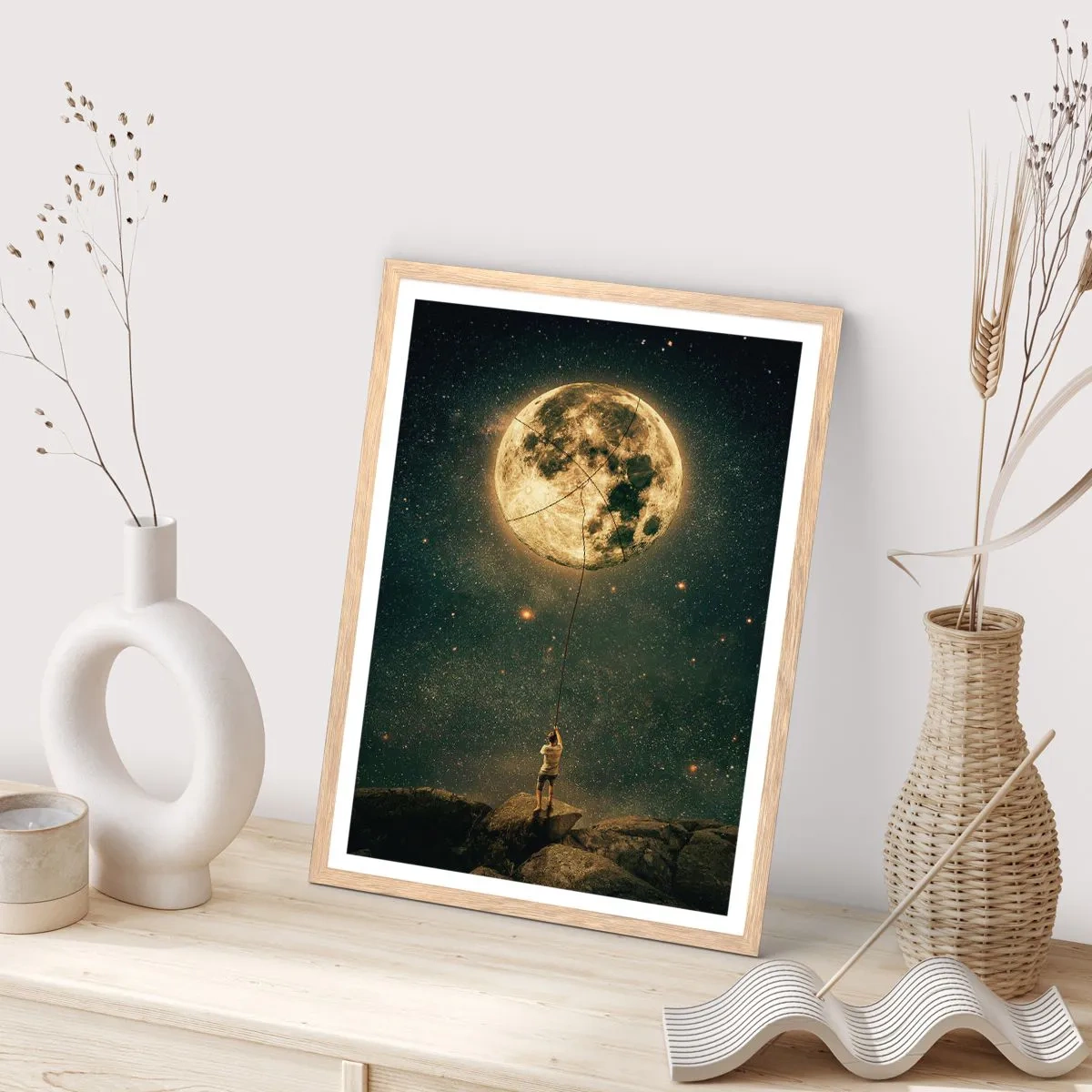 Poster in einem Rahmen aus heller Eiche - Der Mann, der den Mond gestohlen hat - 50x70 cm