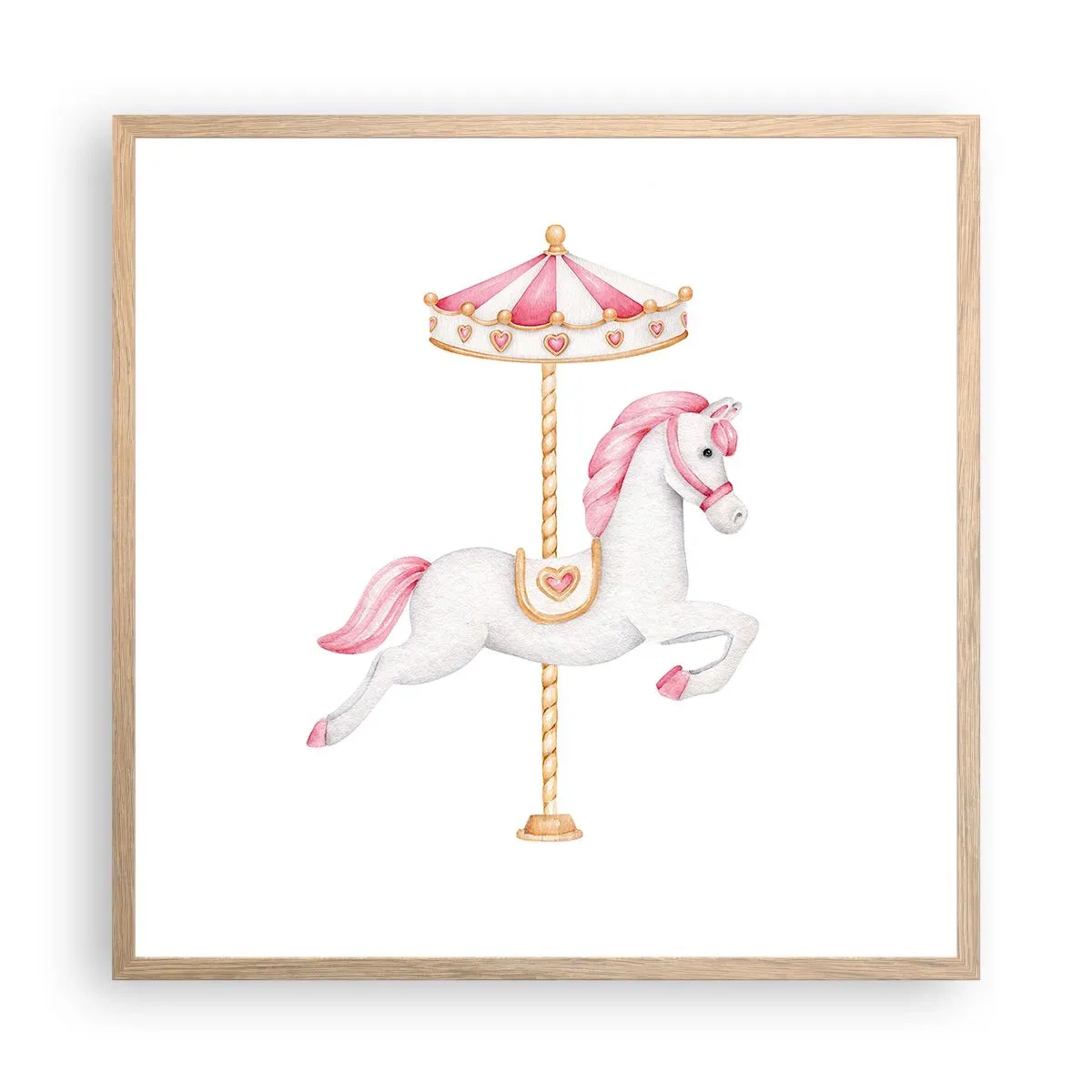 Poster in einem Rahmen aus heller Eiche - Er legte los - 60x60 cm