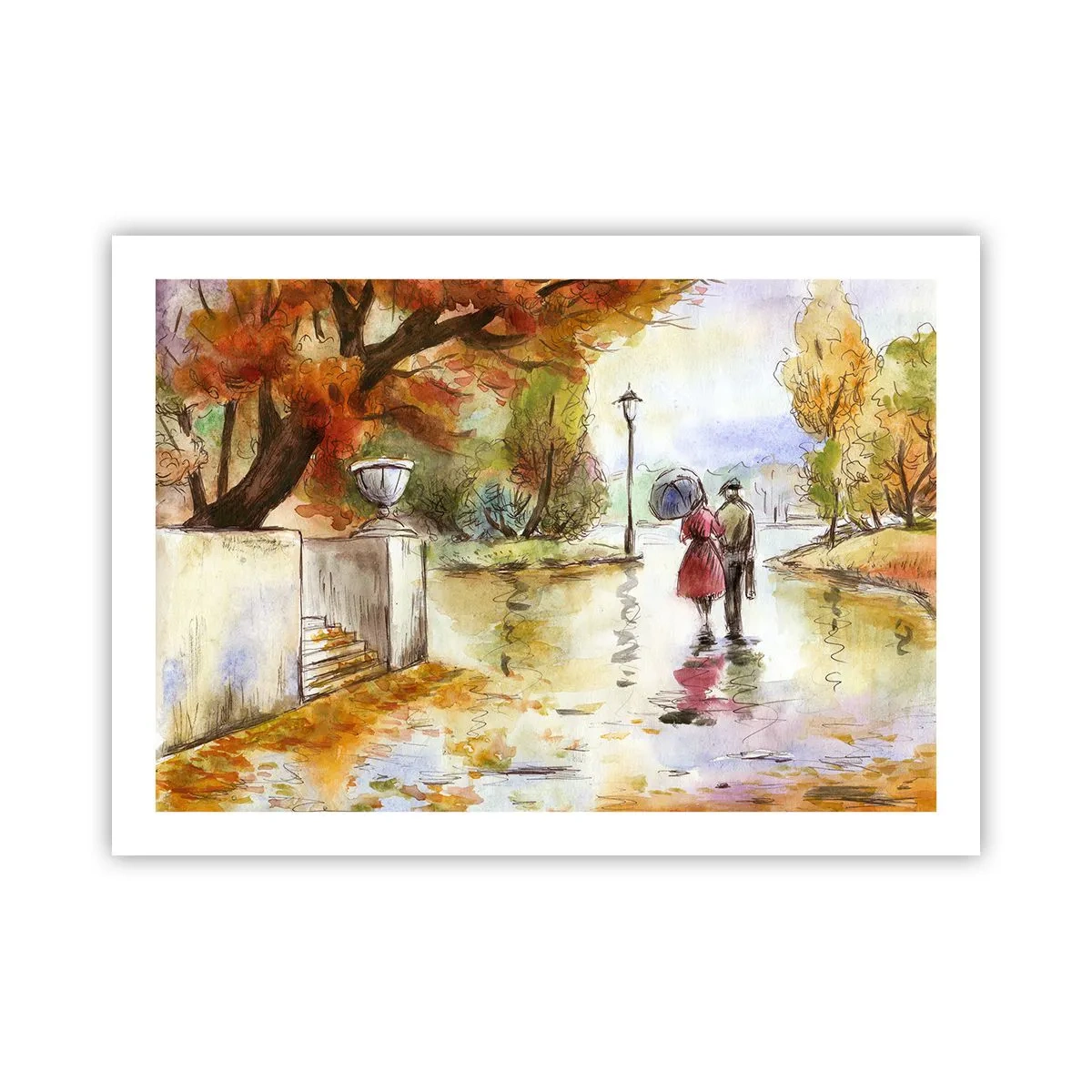 Poster - Romantischer Herbst im Park - 70x50 cm