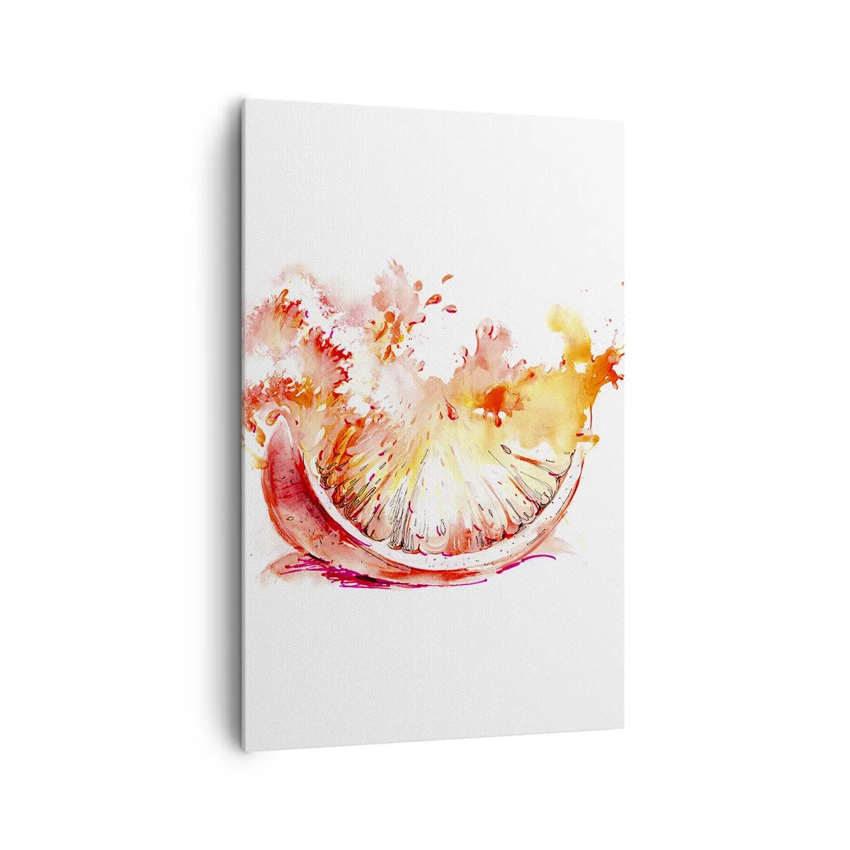 Bild auf Leinwand - Leinwandbild - Eine Aquarellscheibe Grapefruit in leuchtenden Farben - 80x120cm - Saftige Erfrischung - Moderne Wanddekoration für Wohnzimmer und Schlafzimmer ARTTOR