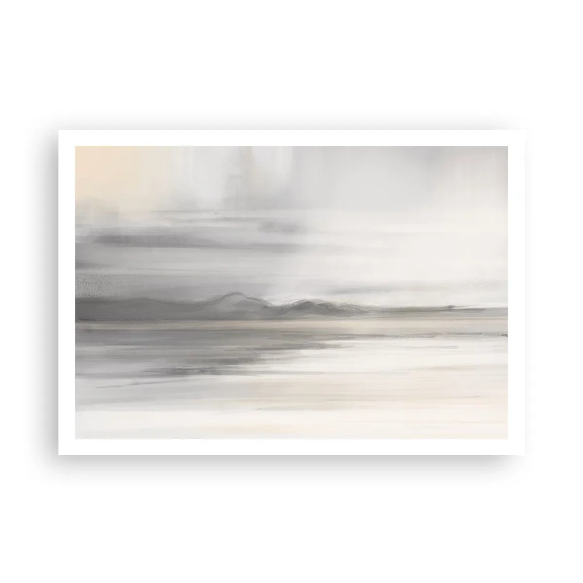 Poster - Eine subtile Landschaft in Grau- und Beigetönen - 100x70cm - Nachdenkliche Distanz - Moderne Wanddekoration für Wohnzimmer und Schlafzimmer ARTTOR