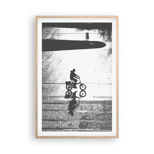 Poster in einem Rahmen aus heller Eiche - Vor sich hin durch die Stadt - 61x91 cm