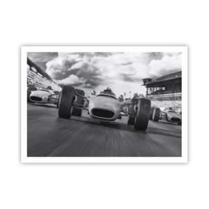 Poster - Oldtimerrennen in Bewegung - 100x70cm - Power ist da! - Moderne Wanddekoration für Wohnzimmer und Schlafzimmer ARTTOR