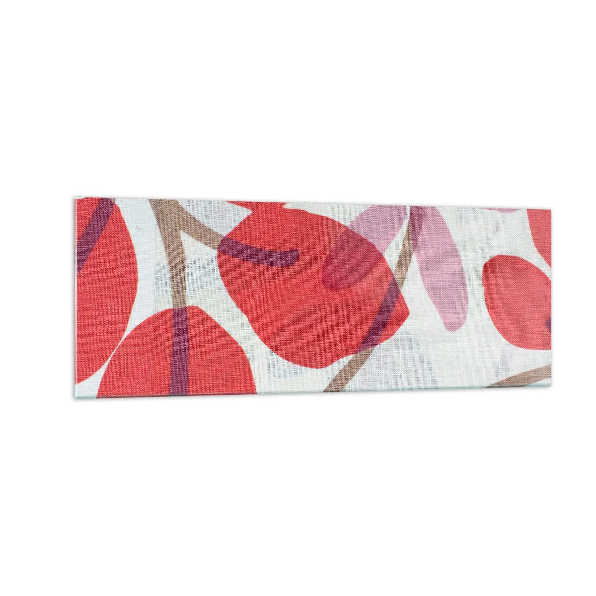 Glasbild - Bild auf glas - Blüten und Blätter in Rot- und Rosatönen - 140x50cm - Blumenarrangement in Rosa - Moderne Wanddekoration für Wohnzimmer und Schlafzimmer ARTTOR