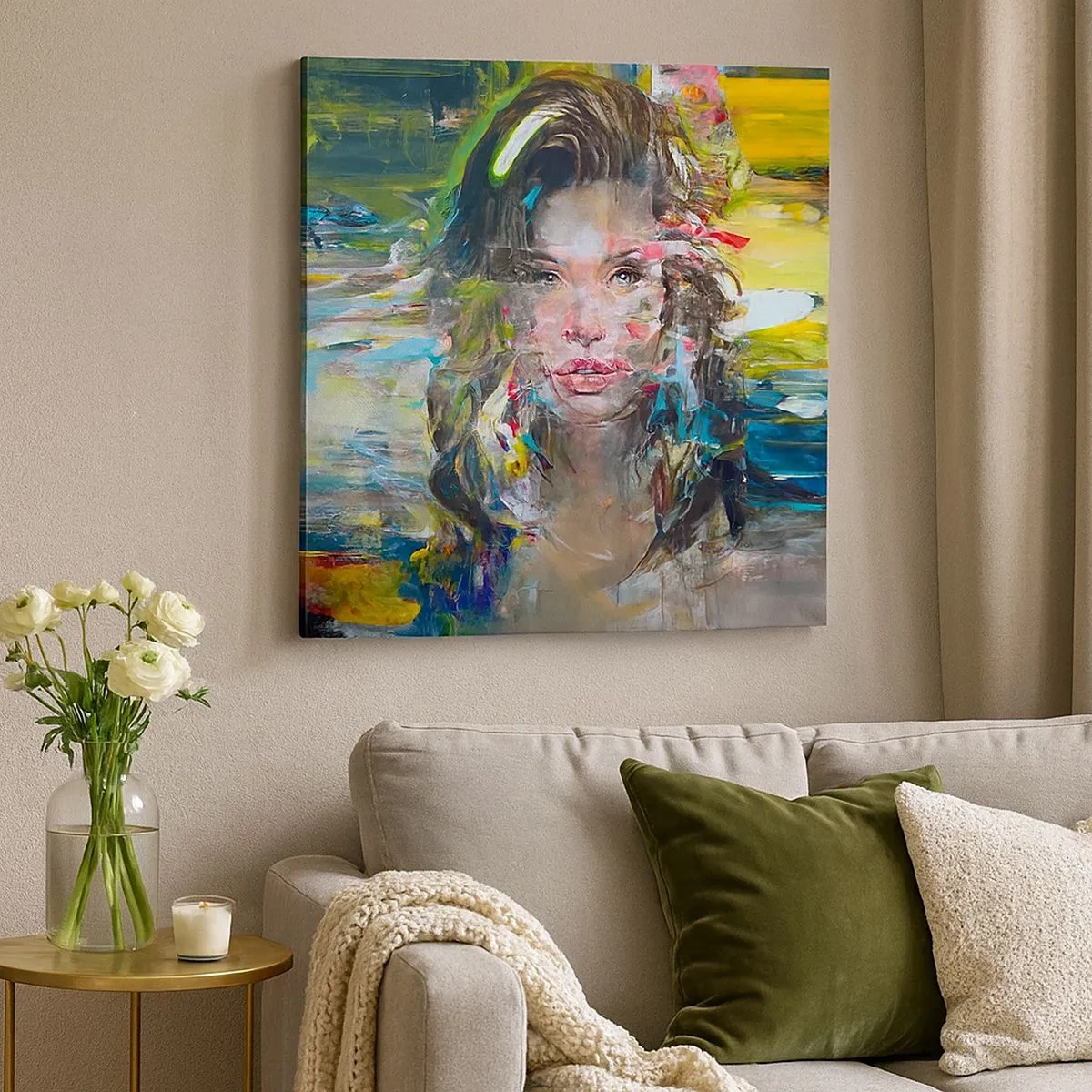 Bild auf Leinwand - Leinwandbild - Hinter der Luft ein Vorhang - 30x30 cm