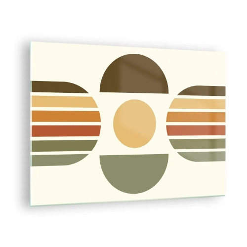 Glasbild - Bild auf glas - Abstraktes geometrisches Design mit Erdtönen und kräftigen Formen - 70x50cm - In Erdtönen - Moderne Wanddekoration für Wohnzimmer und Schlafzimmer ARTTOR