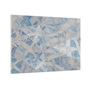 Glasbild - Bild auf glas - Geometrische Muster in Grau- und Blautönen - 70x50cm - In einem blaugrauen Labyrinth - Moderne Wanddekoration für Wohnzimmer und Schlafzimmer ARTTOR