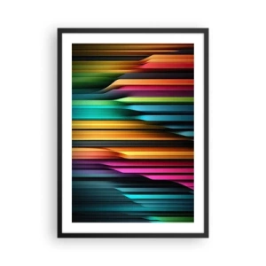 Poster in einem schwarzem Rahmen - Bunte Streifen im futuristischen Stil - 50x70cm - Lichtorgan - Moderne Wanddekoration für Wohnzimmer und Schlafzimmer ARTTOR