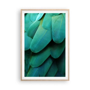 Poster in einem Rahmen aus heller Eiche - Papageienartige Präzision - 61x91 cm