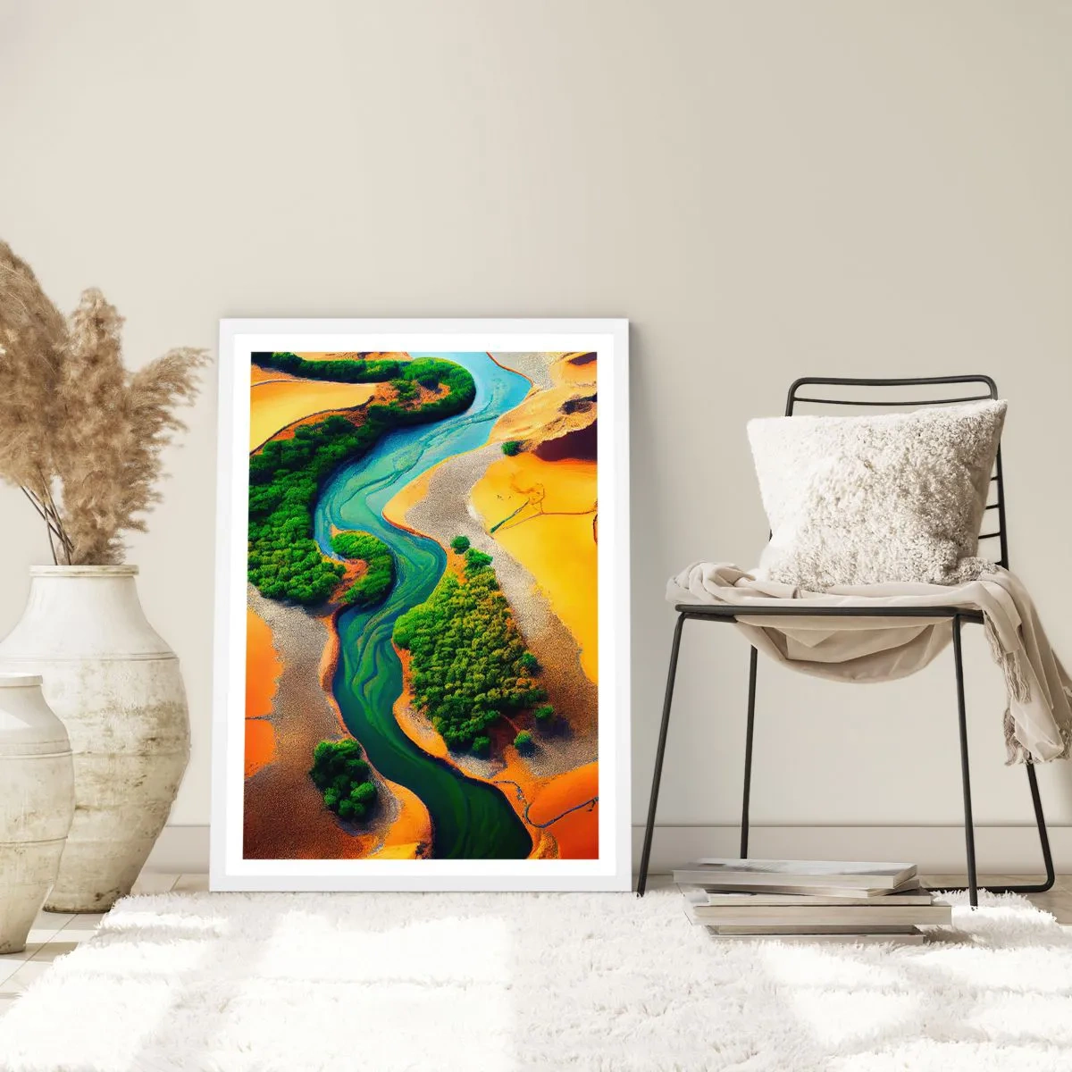 Poster in einem weißen Rahmen - Lebensspendender Fluss - 40x50 cm