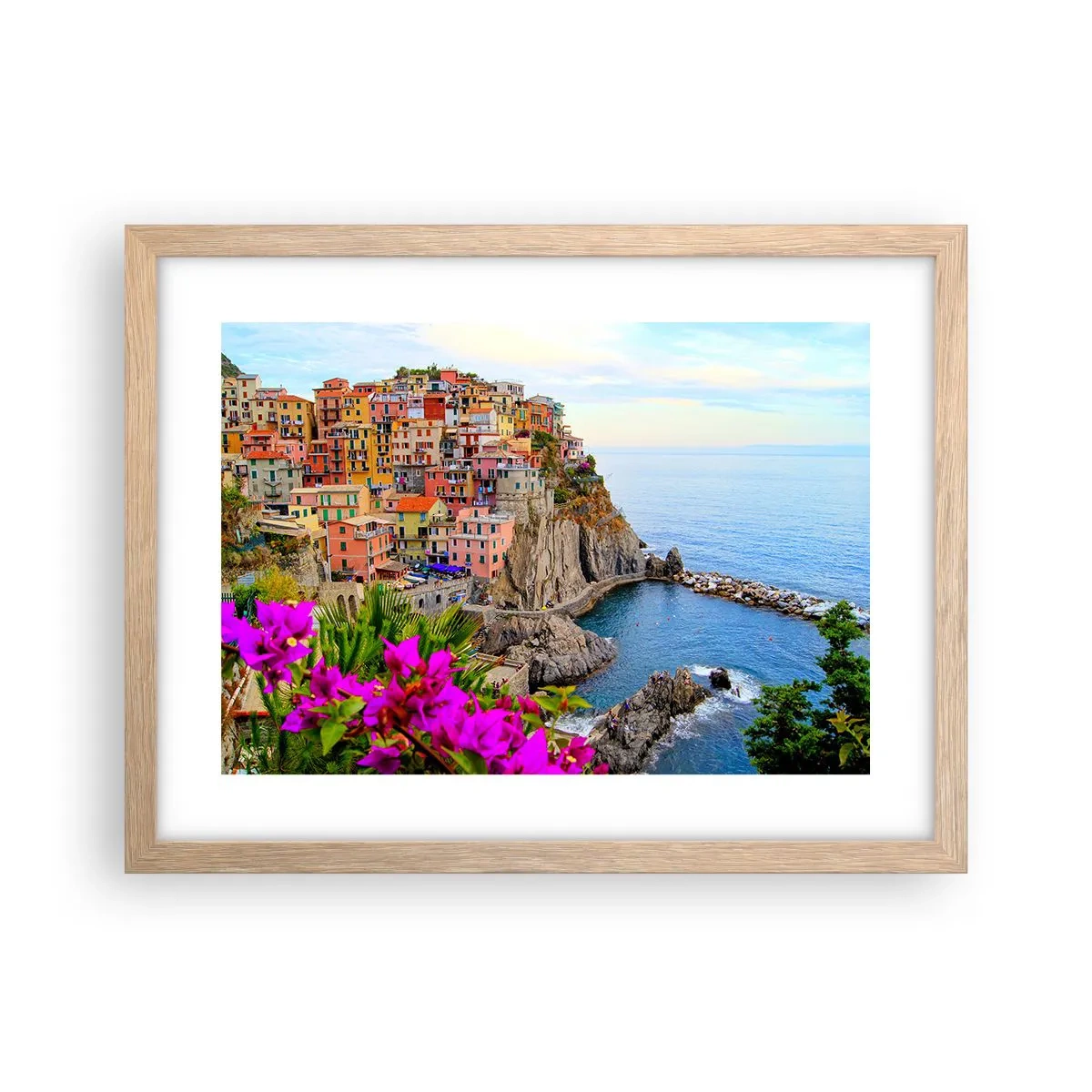 Poster in einem Rahmen aus heller Eiche - Lachende Stadt - 40x30 cm