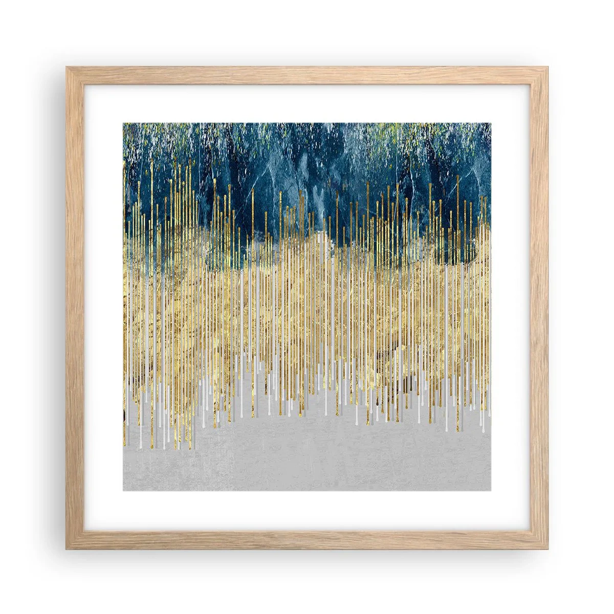 Poster in einem Rahmen aus heller Eiche - Vergoldete Grenze - 40x40 cm