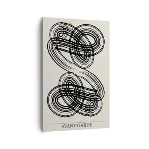 Bild auf Leinwand - Leinwandbild - Abstrakte schwarze Linien auf hellem Hintergrund im Avantgarde-Stil. - 80x120cm - Es kam spontan heraus - Moderne Wanddekoration für Wohnzimmer und Schlafzimmer ARTTOR