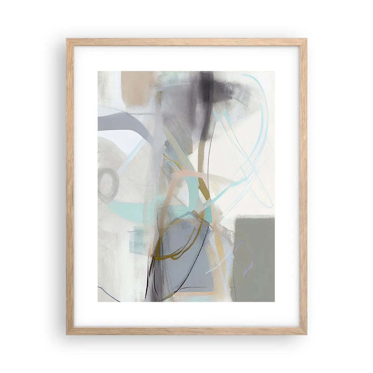 Poster in einem Rahmen aus heller Eiche - Neblige Abstraktion - 40x50 cm