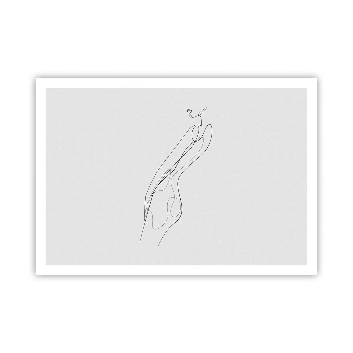 Poster - Eine minimalistische Linie, die eine Silhouette vor einem hellen Hintergrund zeigt - 100x70cm - Bloß ein Versprechen - Moderne Wanddekoration für Wohnzimmer und Schlafzimmer ARTTOR