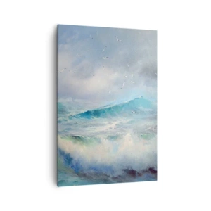 Bild auf Leinwand - Leinwandbild - Raue Wellen auf dem Ozean - 70x100cm - Der wind heulte mit Triumph - Moderne Wanddekoration für Wohnzimmer und Schlafzimmer ARTTOR