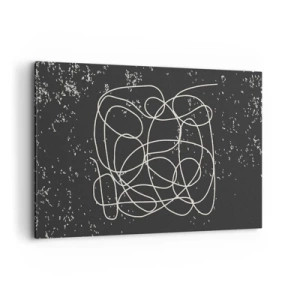 Bild auf Leinwand - Leinwandbild - Abstrakte Linie auf schwarzem Hintergrund mit feinen Details - 120x80cm - Wandernde, umherschweifende Gedanken - Moderne Wanddekoration für Wohnzimmer und Schlafzimmer ARTTOR