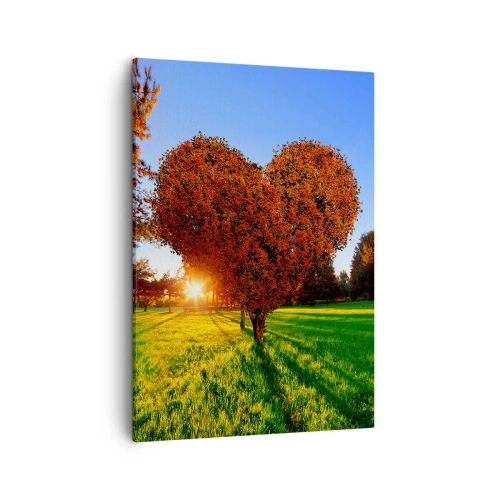 Bild auf Leinwand - Leinwandbild - Ein herzförmiger Baum in einer Herbstlandschaft - 50x70cm - Und wie man den Herbst nicht liebt - Moderne Wanddekoration für Wohnzimmer und Schlafzimmer ARTTOR