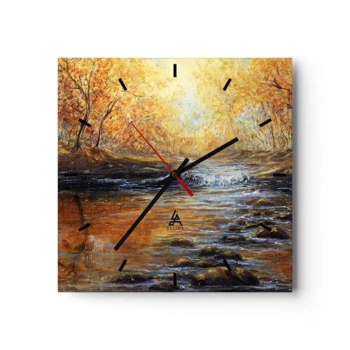 Wanduhr - Glasuhr - Der goldene Strom - 40x40 cm