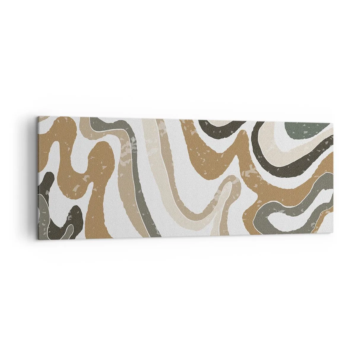 Bild auf Leinwand - Leinwandbild - Erdige Muster in Braun- und Grüntönen - 140x50cm - Mäander in Erdfarben - Moderne Wanddekoration für Wohnzimmer und Schlafzimmer ARTTOR