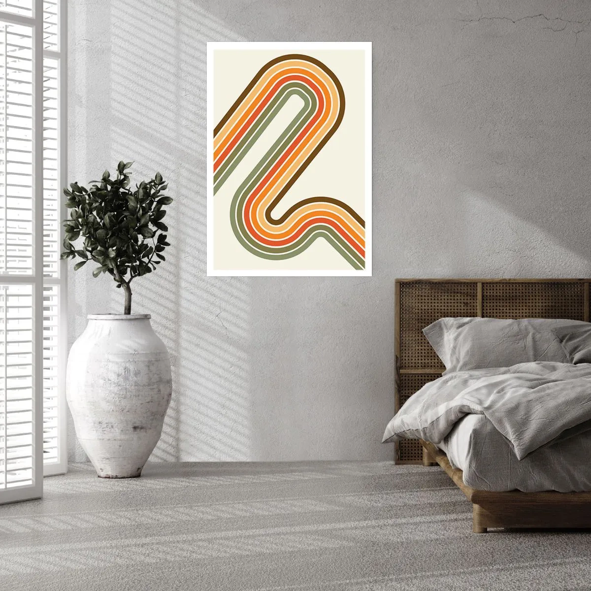 Poster - Bunte Linien im Retro-Stil - 50x70cm - Zickzack zum Ziel - Moderne Wanddekoration für Wohnzimmer und Schlafzimmer ARTTOR
